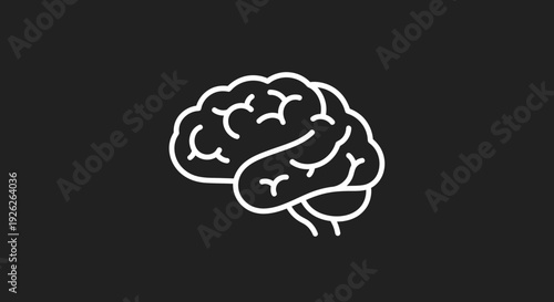 Stylized Outline of Human Brain on Dark Background.
