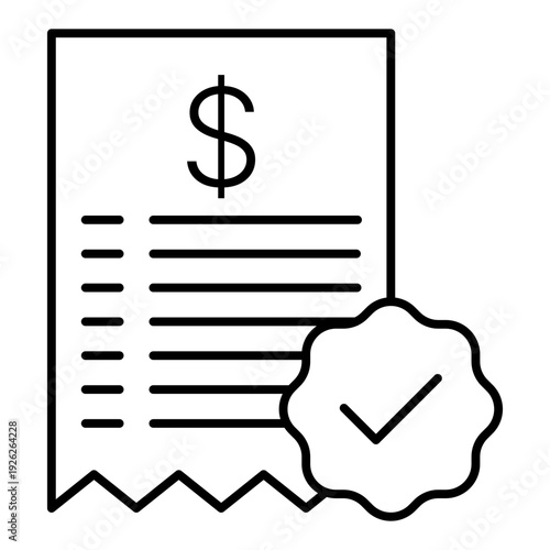 verified transaction line icon with editable stroke