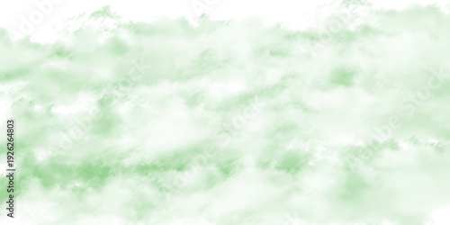 Green watercolor background with white hazy sky with gradient painted texture and grunge iHand drawn light green spring illustration for design. Summer minimalistic background. Papern abstract design,