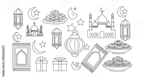 Ramadan Kareem Islamic Symbols and Elements.