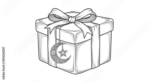 Gift Box with Ribbon and Star Decoration.