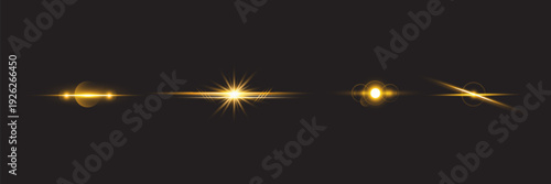PNG sparkle flare golden halo, sunbeam burst, starlight glimmer, and lens spark for magical, space-inspired, and transparent radiant design compositions
