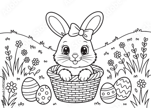 easter bunny with basket of eggs