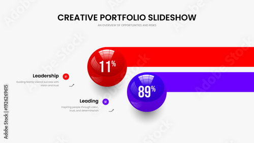 Business Showcase Slide Layout Vector Illustration. Creative Development Two Step Chart Presentation Design. Medical Solution 2 Option Graph Slideshow Template.