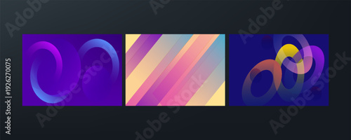 Set of abstract background with colorful geometric shapes