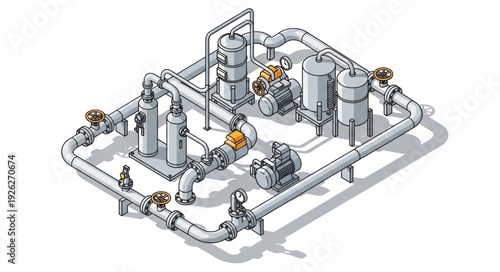 Industrial Plant Facility with Pipelines.