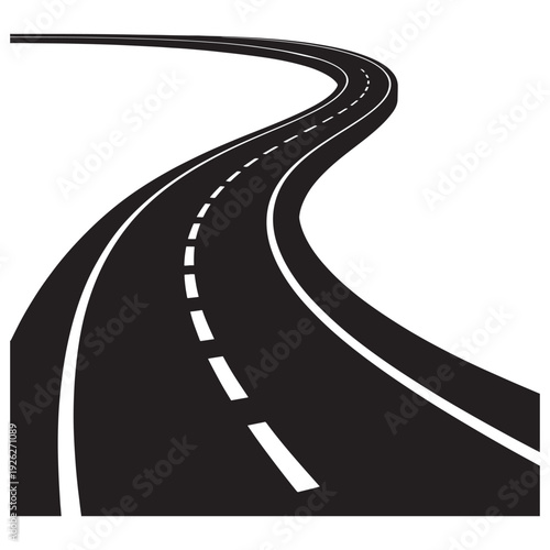 Minimalist curved roadway vector illustration for ui and web design