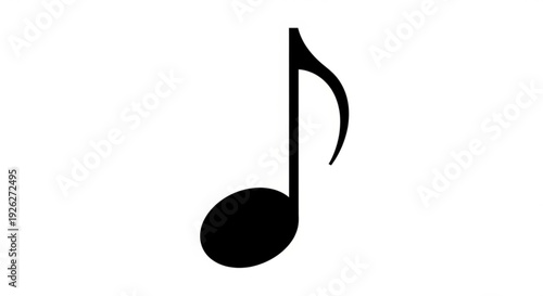 Black eighth note music symbol on white background simple and elegant musical notation icon for rhythm and melody