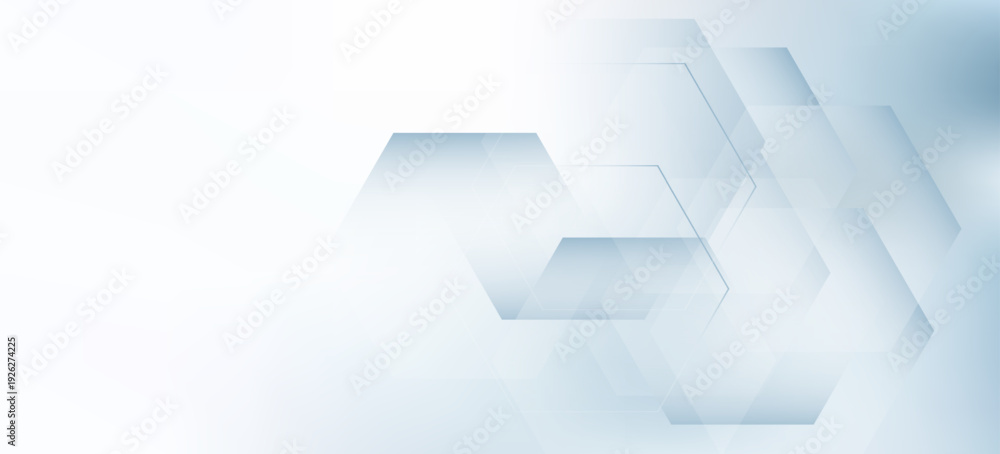 Fototapeta premium Elegant abstract 3D render featuring a geometric hexagonal pattern in soft white and light blue tones with a modern aesthetic