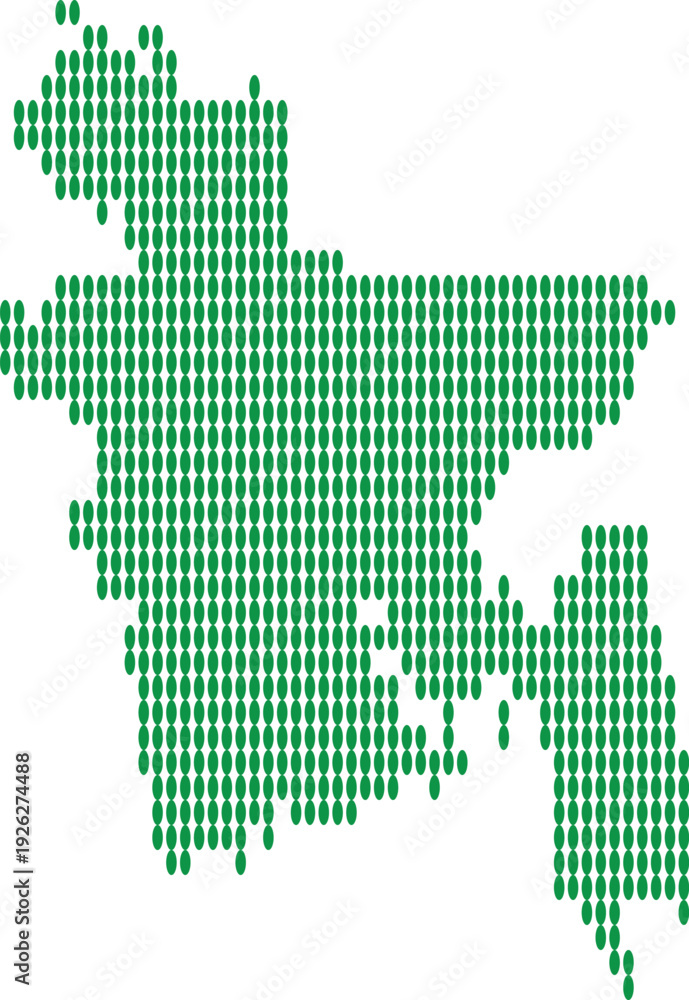 Fototapeta premium Bangladesh map formed by green ovals on white background vector illustration