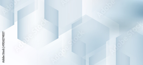 Elegant abstract 3D render featuring a geometric hexagonal pattern in soft white and light blue tones with a modern aesthetic