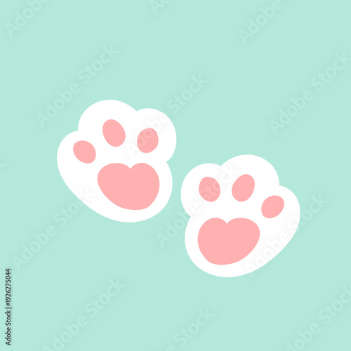 Easter bunny paw prints vector. Pastel background illustration for spring design.