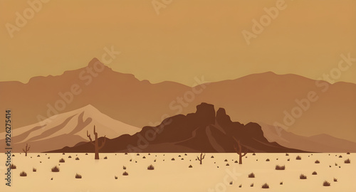 sunset, desert, cartoon, background, landscape, sand, dunes, sky, sun, horizon, evening, twilight, warm, orange, yellow, scenic, nature, arid, dry, wilderness, illustration, vector, flat, colorful, si