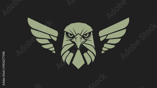 Aggressive Eagle Head with Wings Emblem.