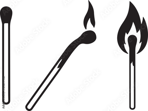 three matches burning stages silhouette design vector illustration