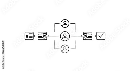 Business Process Flowchart with People Icons and Checkmark.