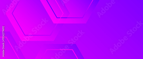 Vibrant purple and pink abstract vector background with layered hexagonal outlines and smooth gradients, creating a futuristic geometric tech-inspired design.