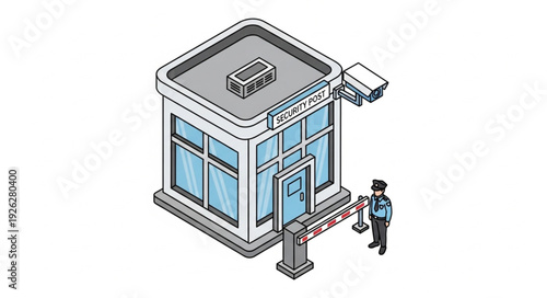 Isometric ATM Booth with Security Camera.