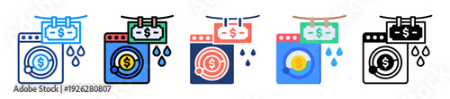 Money Laundering Icon Sheet Multiple Style Collection 