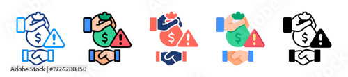 Bribe Handshake Icon Sheet Multiple Style Collection 