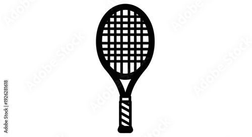 Black tennis racket illustration on white background sport equipment concept