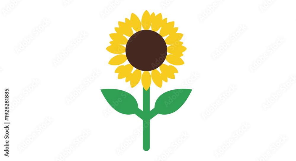 Fototapeta premium Vibrant sunflower illustration against a clean white backdrop for various uses