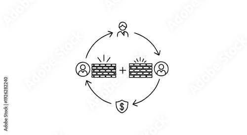 Business transaction with security and people interaction.