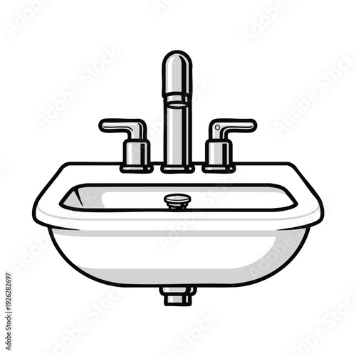 Modern Bathroom Sink with Faucet and Double Handles for Home and Commercial Use