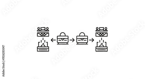 Business transaction between two parties with secure data transfer.