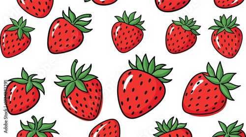 Vibrant illustration of multiple juicy strawberries on white background