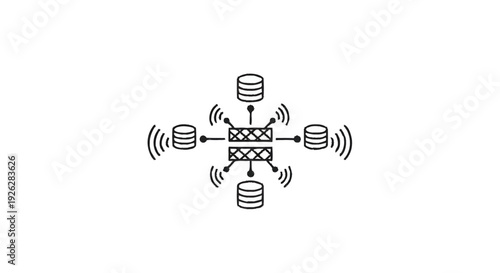 Central network hub connecting multiple wireless data storage devices.