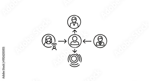 Central person connected to multiple individuals and signals.