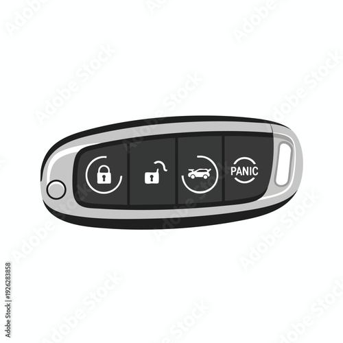 Modern Car Key Fob with Security and Lock Buttons for Vehicle Access