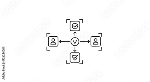 Centralized approval process with user verification and task completion icons.