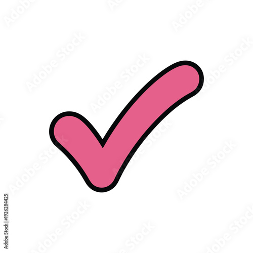 Bright pink check mark confirming successful.