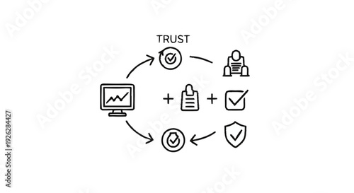Business Trust and Security Process Flow Diagram Icons.