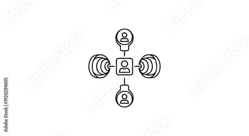 Central figure connected to surrounding individuals and ideas.