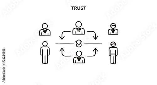 Business Trust Relationship Network Diagram Illustration.