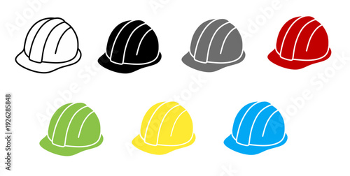 Vector illustration of colorful safety helmet icons. Safety helmet icon set