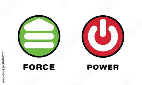 Menu Green Force And Red Power Button Circular Icons Sticker Label Variants
