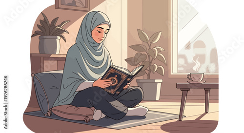 Muslim Woman Reading Holy Quran