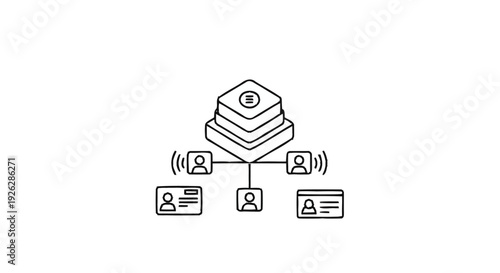 Centralized data server connected to multiple user profiles and documents.