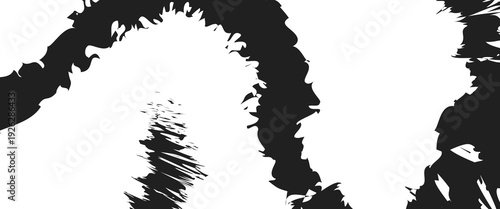 For the high-contrast black and white distressed ink wave background. Grunge Black Ink Swirl Background. A bold, high-contrast vector featuring distressed black ink brush strokes on a white base.