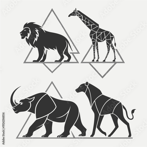 Geometric African Animals Vector Set


