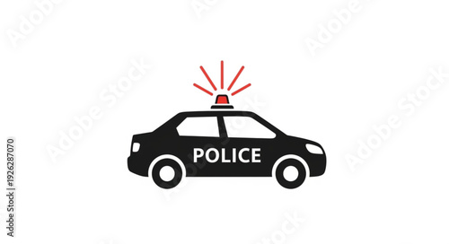 Police car with flashing lights, ready to respond to emergencies and protect the community.