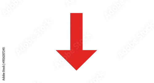 Red arrow pointing downwards on a white background, simple design.