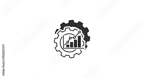 Gear with chart, representing business process and data analysis.
