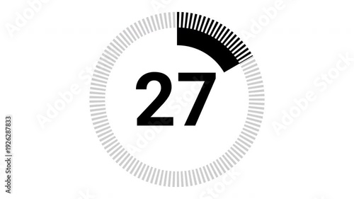 30 second countdown with circle animation, 30 to 0 animation countdown. 4K video