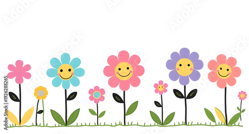 spring, flower, floral, character, cartoon, cute, vector, illustration, isolated, bloom, blossom, petals, smiling, happy, playful, mascot, design, graphic, colorful, bright, cheerful, fun, fantasy, ka