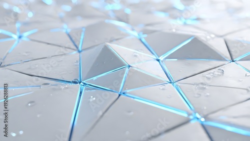 Subtle Glowing White Geometric Background with Water Drops Effect